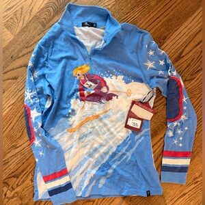 Neve Wool Blue Skiing Graphic Pullover